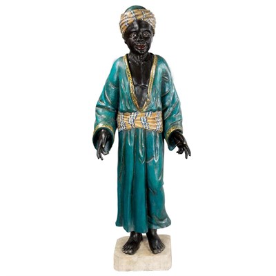 Lot 122 - Carved and Painted Wood Figure of a Blackamoor...