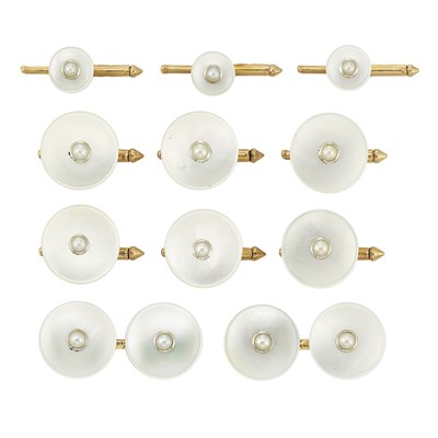Lot 535 - Gold, Mother-of-Pearl and Split Pearl Dress Set