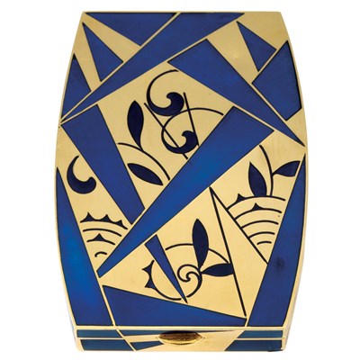 Lot 234 - Art Deco Gold and Blue Enamel Compact