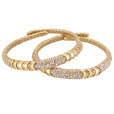 Lot 483 - Pair of Gold and Diamond Choker Necklaces, Marina B