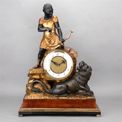 Lot 263 - Gilt and Painted Wood Figural Clock Height 23...