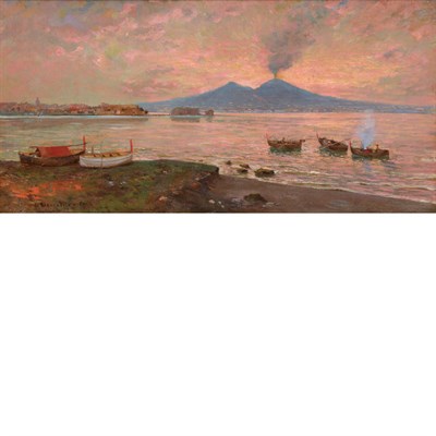 Lot 20 - Carlo Brancaccio Italian, 1861-1920 Vesuvius...