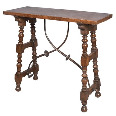 Lot 205 - Italian Baroque Walnut and Wrought Iron Side...