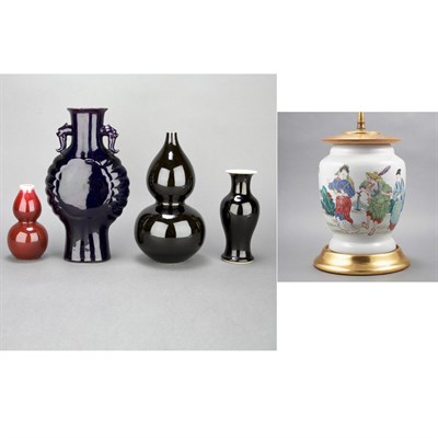Lot 457 - Group of Six Chinese Glazed Porcelain Vases...