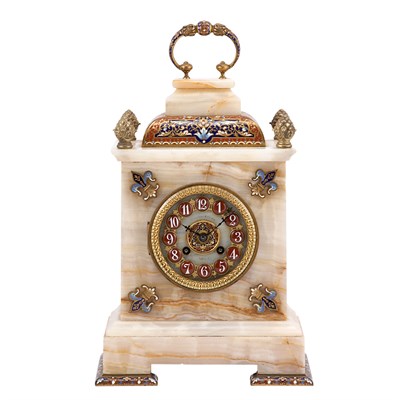 Lot 649 - French Gilt-Bronze and Champleve Enameled Onyx...