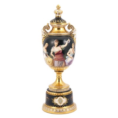 Lot 175 - Vienna Gilt Decorated Porcelain Urn Late...