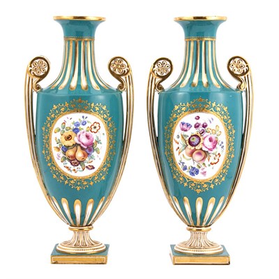 Lot 724 - Pair of Sevres Style Gilt and Polychrome...