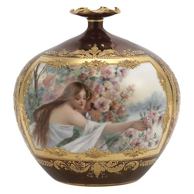 Lot 419 - Vienna Style Gilt Decorated Porcelain Bud Vase...