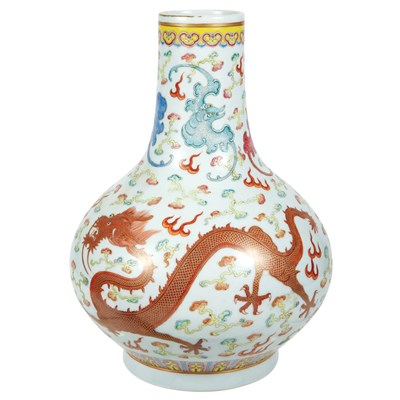 Lot 491 - Chinese Famille Rose Glazed Porcelain Bottle...