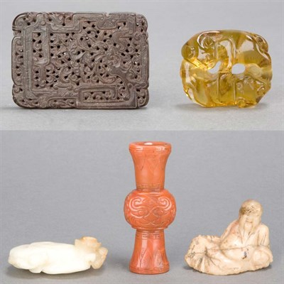 Lot 354 - Group of Five Chinese Stone Articles 19th...