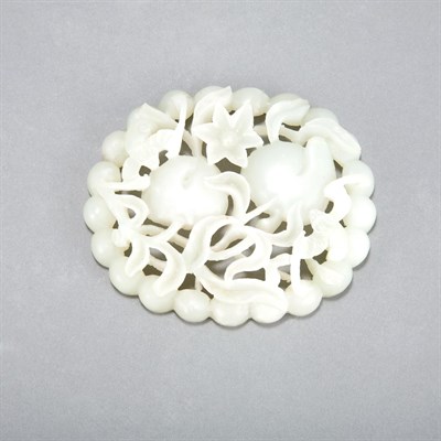 Lot 159 - Chinese White Jade Sceptre Plaque Of oval...