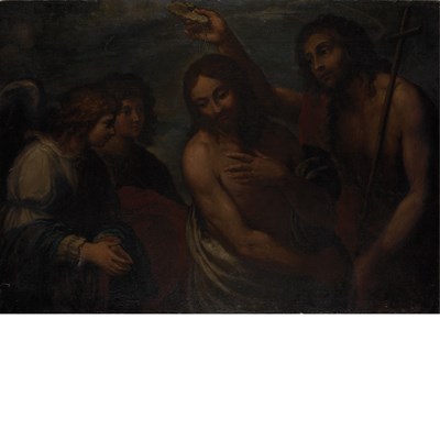 Lot 26 - School of Guercino The Baptism of Christ Oil...