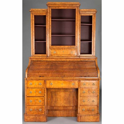 Lot 1227 - Victorian Burl-Walnut Secretary Height 7 feet...