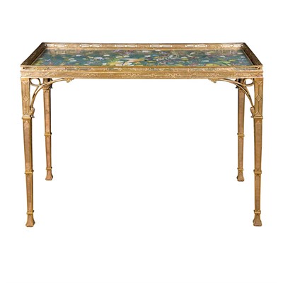 Lot 514 - Art Nouveau Style Porcelain Inset Gilt-Metal...