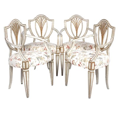 Lot 347 - Set of Four Continental Neoclassical Painted...