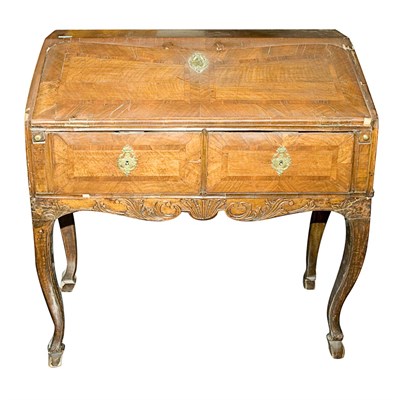 Lot 287 - Continental Rococo Walnut Slant Front Desk...
