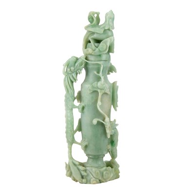 Lot 158 - Chinese Jadeite Covered Vase Of slender form,...