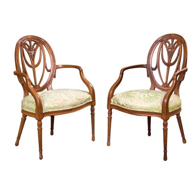 Lot 467 - Pair of George III Style Mahogany Armchairs...