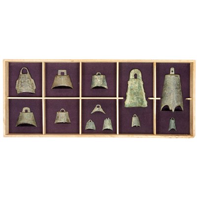 Lot 79 - Collection of Miniature Chinese Bronze Bells...