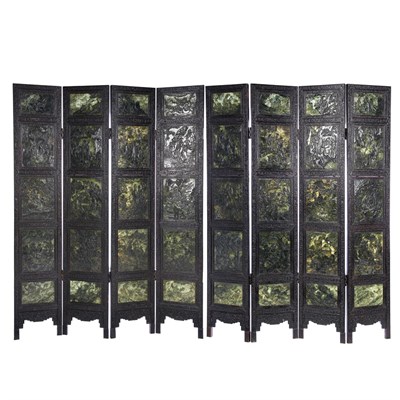 Lot 489 - Chinese Jade Eight-Panel Floor Screen Qing...