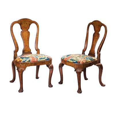 Lot 301 - Pair of George II Walnut Side Chairs Second...
