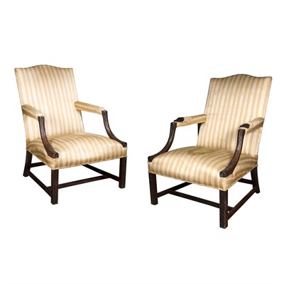 Lot 327 - Pair of George III Style Mahogany Armchairs