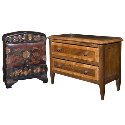 Lot 296 - Japanese Lacquered Miniature Cabinet; Together...