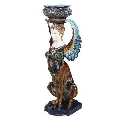 Lot 185 - Sarreguemines Majolica Pedestal Late 19th...