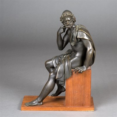 Lot 89 - Bronze Seated Figure of a Classical Male Nude...