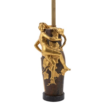 Lot 429 - French Art Nouveau Gilt and Patinated-Bronze...