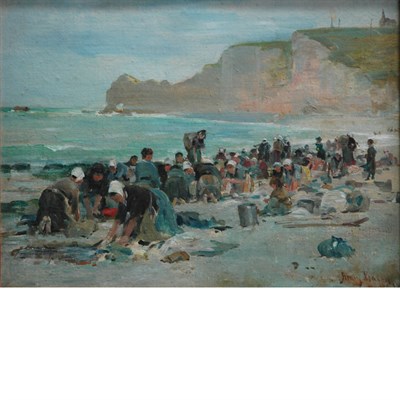 Lot 8 - Henry Bacon American, 1839-1912 Washerwomen on...