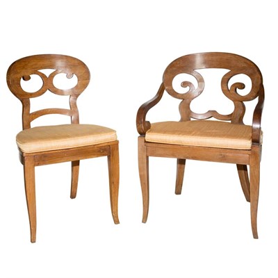 Lot 685 - Set of Six Biedermeier Fruitwood Dining Chairs...