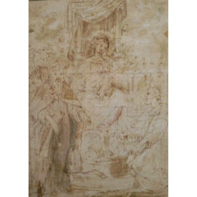 Lot 17 - School of Parmigianino Enthroned Virgin and...