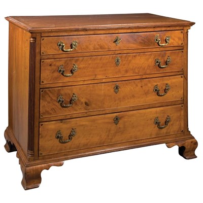 Lot 151 - Chippendale Inlaid Cherry Chest of Drawers...
