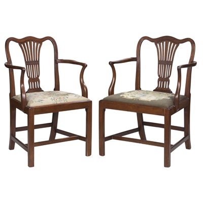 Lot 208 - Two George III Style Mahogany Armchairs
