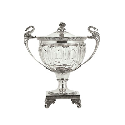 Lot 242 - Continental Silver and Cut Glass Bowl Of urn...