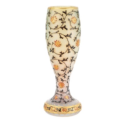 Lot 449 - Daum Acid Etched and Enameled Glass Bud Vase...