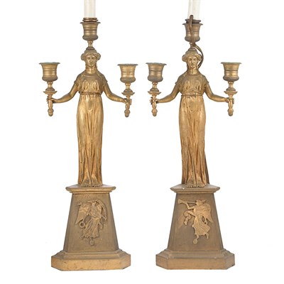 Lot 466 - Pair of Empire Style Patinated-Bronze...