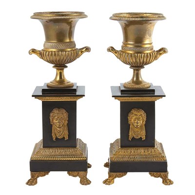 Lot 458 - Pair of Empire Style Gilt and Patinated-Bronze...