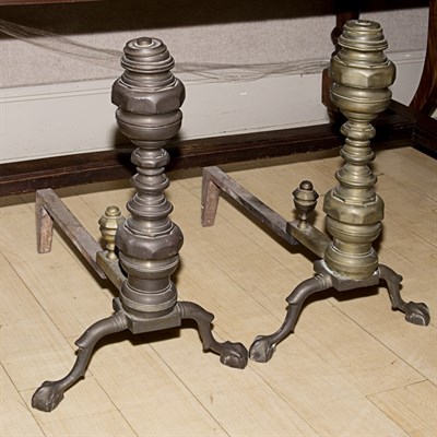 Lot 169 - Pair of Federal Style Brass Andirons Height 2...