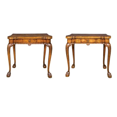 Lot 542 - Pair of George II Style Walnut Games Tables...