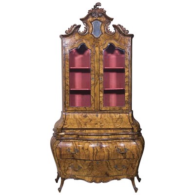 Lot 223 - Italian Rococo Style Walnut Secretary Bookcase...