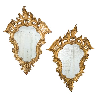 Lot 147 - Pair of Louis XV Style Gilt-Wood Mirrors...