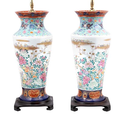 Lot 691 - Pair of Asian Porcelain Vases Each mounted as...