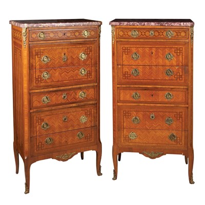 Lot 737 - Pair of Louis XVI Style Parquetry Inlaid...