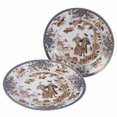 Lot 358 - Pair of Chinese Export Porcelain Chargers Mid...