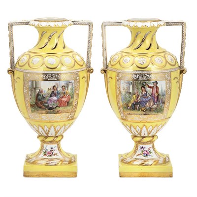 Lot 563 - Pair of KPM Gilt Decorated Reticulated...