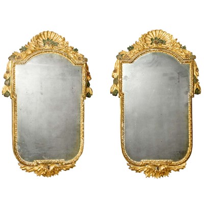 Lot 243 - Pair of Italian Rococo Painted and Parcel Gilt...