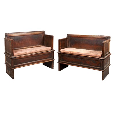 Lot 167 - Pair of Italian Baroque Walnut Benches Each...