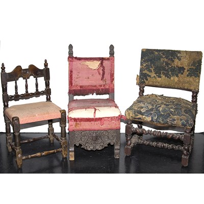 Lot 125 - Group of Three Baroque Style Oak Chairs